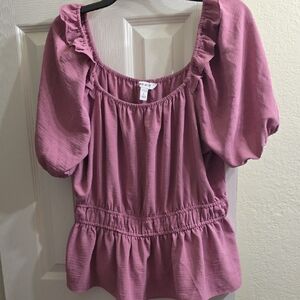 Nine West Mauve Ruffle Blouse Size L